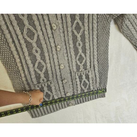 Aaron Craft NWT L Gray 100% Merino Wool Buttondown Grandpa VibeSweater Fisherman - Picture 7 of 16